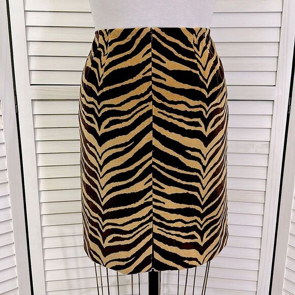Talbots Pencil Skirt Size 14P Y2K Zebra Print Velvet - Picture 7 of 13